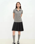 Dublin lapel slim fit short sleeve T-shirt gray full front view