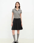 "Dublin" Lapel Straight Shoulder Slim Fit Short Sleeve T-shirt Tops Women - variant_title