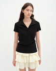 "Dublin" Lapel Straight Shoulder Slim Fit Short Sleeve T-shirt Tops Women - variant_title
