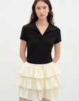 "Dublin" Lapel Straight Shoulder Slim Fit Short Sleeve T-shirt Tops Women - variant_title