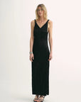 EASTMAN Ice Gloss Acetate Three - Dimensional Wave Drape Pleated V - Neck Suspender Dress - variant_title