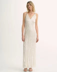 EASTMAN Ice Gloss Acetate Three - Dimensional Wave Drape Pleated V - Neck Suspender Dress - variant_title