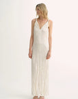 EASTMAN Ice Gloss Acetate Three - Dimensional Wave Drape Pleated V - Neck Suspender Dress - variant_title