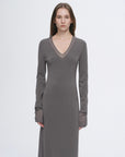 Elegant and intellectual triacetate Tencel blended skin - friendly transparent splicing design V - neck dress - variant_title