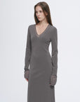 Elegant and intellectual triacetate Tencel blended skin - friendly transparent splicing design V - neck dress - variant_title