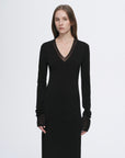 Elegant and intellectual triacetate Tencel blended skin - friendly transparent splicing design V - neck dress - variant_title