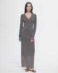 Elegant and intellectual triacetate Tencel blended skin - friendly transparent splicing design V - neck dress - variant_title