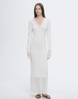 Elegant and intellectual triacetate Tencel blended skin - friendly transparent splicing design V - neck dress - variant_title