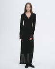 Elegant and intellectual triacetate Tencel blended skin - friendly transparent splicing design V - neck dress - variant_title