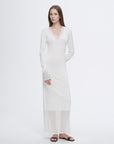 Elegant and intellectual triacetate Tencel blended skin - friendly transparent splicing design V - neck dress - variant_title