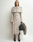 Elegant Silhouette alpaca wool coat with detachable cape product image 02