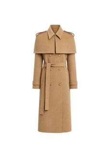 Elegant Silhouette alpaca wool coat with detachable cape product image 04