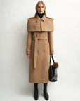 Elegant Silhouette alpaca wool coat with detachable cape product image 05