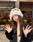 Ethnic festive rabbit fur knitted plush hat - variant_title