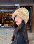 Ethnic festive rabbit fur knitted plush hat - variant_title
