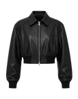 Firelady Fur Vintage Washed Leather Bomber Jacket | Versatile Stand-Collar Design "Witch Game"