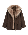 Firelady women's fur parka coat with two-tone Tuscan coyote fur collar, "Wilderness Parka"