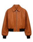 Letrans Women's Cropped Lambskin Leather Jacket – Retro Vintage Style