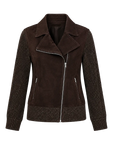 Firelady Fur Italian Sheepskin Leather Jacket Women - Merino Wool Knit Short Coat "Nishino Twilight"
