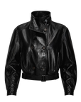 Firelady Fur Women's Waxed Sheepskin Biker Double-Breasted Funnel Neck leather jacket - Belted "Heartbeat Radio"