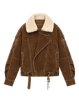 Fireladyfur Women’s Flocked Denim Goose Down Parka with Detachable Fox Fur Collar“City Travel”