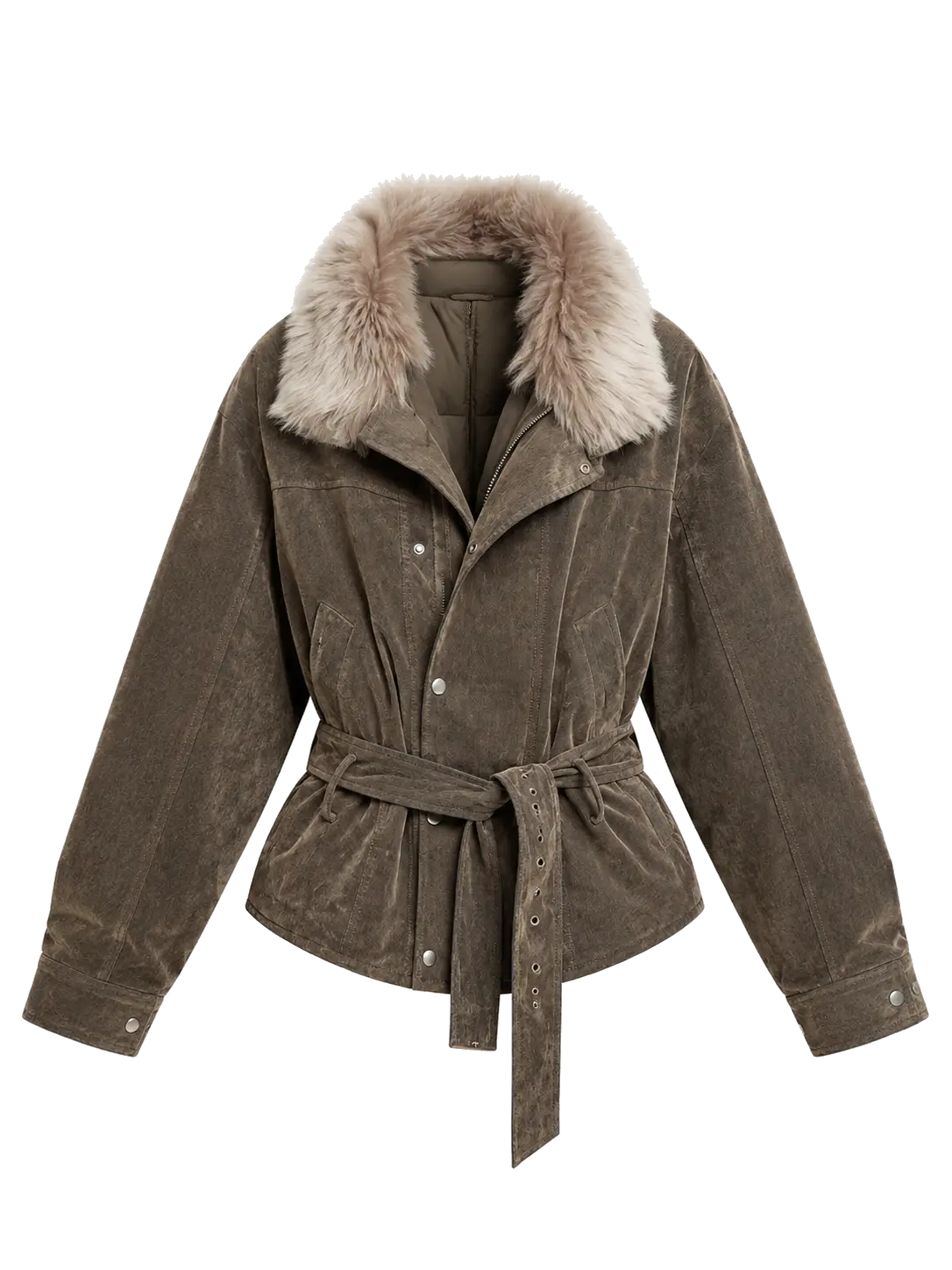 Firelady Fur Modern Traveler detachable Toscana shearling collar down parka front view