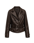 Firelady Fur Women's Vintage Light Waxed Sheepskin Moto Jacket | Adjustable Waist Biker Coat