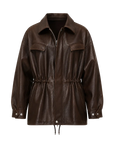Firelady Fur Women's Waxed Lambskin Leather Jacket - Drawstring Waist Workwear Style "Time Traveler"