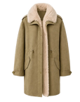 Firelady Fur Cool Denim Fabric khaki shearling-trim down parka product view