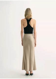 "Extremely luxurious" American EASTMAN acetate glossy bias - cut elegant slim fishtail skirt - variant_title