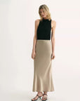 "Extremely luxurious" American EASTMAN acetate glossy bias - cut elegant slim fishtail skirt - variant_title