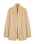 Fairy Mountain Dew Beige natural mink V-neck coat, transparent product view
