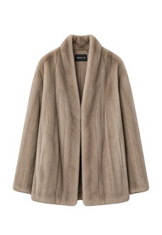 Fairy Mountain Dew Silver Blue mink V-neck coat, transparent product view