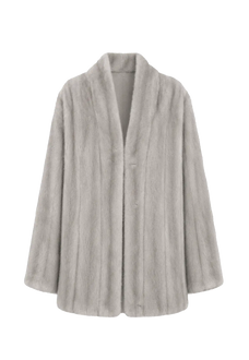 Fairy Mountain Dew Sapphire natural mink V-neck coat, transparent product view