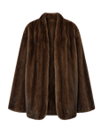 Fairy Mountain Dew Brown natural mink V-neck coat, transparent product view