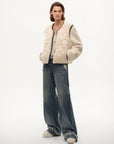 "FF×JW Muse Project" embroidered round neck short merino wool sheepskin fur coat - variant_title