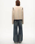 "FF×JW Muse Project" embroidered round neck short merino wool sheepskin fur coat - variant_title