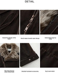 Firelady Fur women's Coffee parka details including drawstring zipper detachable fur collar and hardware