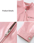 Firelady Fur Cropped Stand Collar Leather Moto Jacket For Women Biker Outerwear "Punk Party"Firelady Fur
