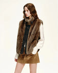 Firelady Fur Fawn Reverie Tawny Brown rabbit fur jacket half body view