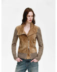 Firelady Fur Italian Sheepskin Leather Jacket Women - Merino Wool Knit Short Coat - Nishino Twilight - variant_title