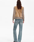 Firelady Fur Italian Sheepskin Leather Jacket Women - Merino Wool Knit Short Coat - Nishino Twilight