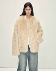Firelady Fur Italian Tuscan Shearling V - Neck Coat "Freezing Point Rum" - variant_title