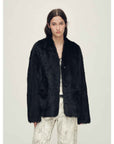 Firelady Fur Italian Tuscan Shearling V - Neck Coat "Freezing Point Rum" - variant_title