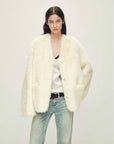 Firelady Fur Italian Tuscan Shearling V - Neck Coat "Freezing Point Rum" - variant_title