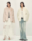 Firelady Fur Italian Tuscan Shearling V - Neck Coat "Freezing Point Rum" - variant_title