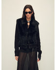 Firelady Fur Shearling Coat with Detachable Sleeves "Silky Cocoa"