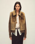 Firelady Fur Shearling Coat with Detachable Sleeves "Silky Cocoa"