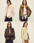Firelady Fur Shearling Coat with Detachable Sleeves "Silky Cocoa" - variant_title