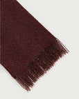 Reddish-brown Firelady Fur shimmer fringe scarf fabric and fringe detail